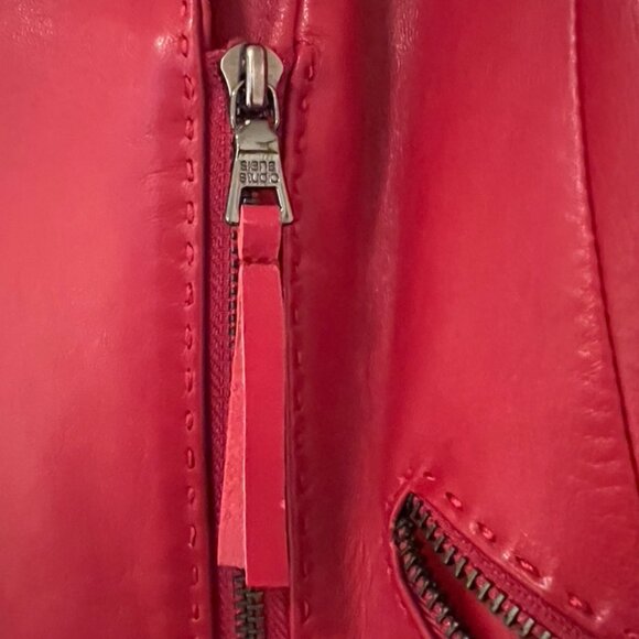 Red Leather Moto Jacket size M - Picture 4 of 13